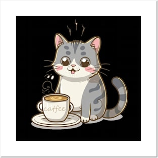 Cat coffee cute kitten Catfee Posters and Art
